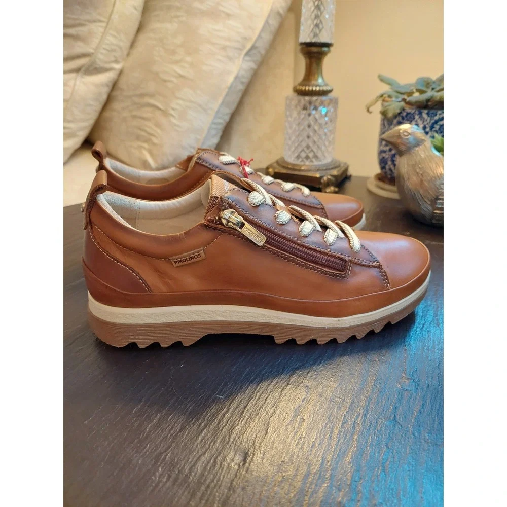 Pikolinos Women's Vigo Leather Sneakers Brandy US 6.5-7 M/EU 37 NEW! $185